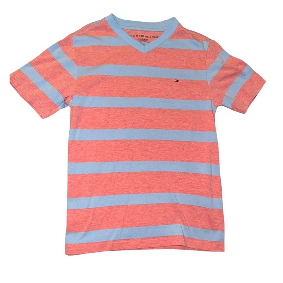 Tommy Hilfiger Red and Blue Striped Short Sleeve Tee - Picture 1 of 5